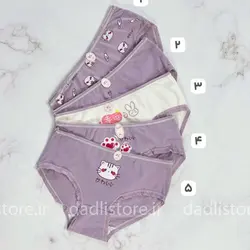 شورت نخ پنبه عروسکی سفید بنفش طرح تدی