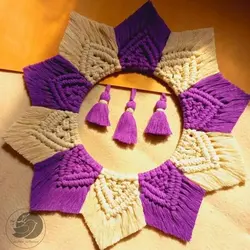 قاب آینه مکرومه بافی بنفش