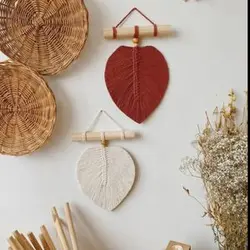 دیوارکوب دو برگ مکرومه بافی طرح ستاره