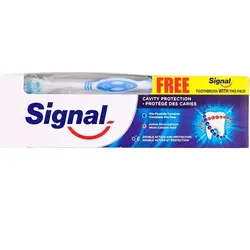 خمیر دندان سیگنال مدل Cavity Protection حجم 100 میل به همراه یک عدد مسواک