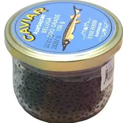 خاویار سیاه بلوگا آذربایجان وزن 100 گرم ا Beluga Caviar Azerbaijan 100G