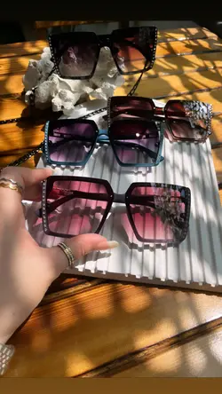 عینک مربعی دور نگین کد ۰۱۳۰ بنفش