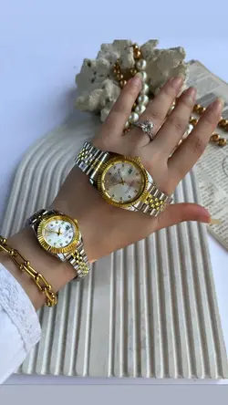 ساعت زنونه  رولکس کد ۰۲۰۱ رنگ طلایی سیلور