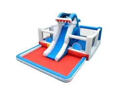 تشک جامپینگ بادی سرسره دار با طرح کوسه