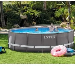 استخر پیش ساخته فریمی گرد 122 × 488 جدید با پمپ تصفیه شنی