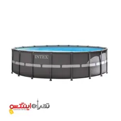 استخر پیش ساخته intex فریمی گرد 132 × 549 جدید با پمپ 110 شنی