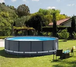 استخر پیش ساخته intex فریمی گرد 132 × 549 جدید با پمپ 110 شنی