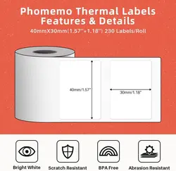 رول پرینتر حرارتی لیبل زن phomemo سایز 3*4