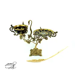 اجیل خوری برنز و چینی طلاکوب کد۱۴۱۲ - فروشگاه برنزیلا