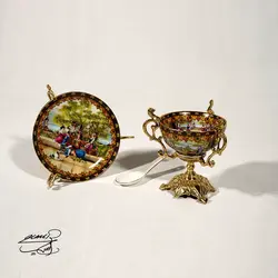 اجیل خوری برنز و چینی طلاکوب کد۱۴۱۴ - فروشگاه برنزیلا