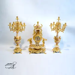 ساعت و شمعدان برنز و سنگ کد1631 - فروشگاه برنزیلا