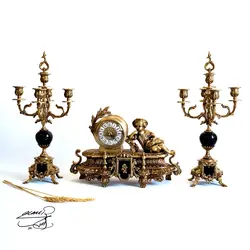 ساعت و شمعدان برنزی کد1603 - فروشگاه برنزیلا