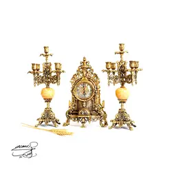 ساعت و شمعدان سنگ و برنز کد 1618 - فروشگاه برنزیلا