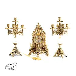 ساعت و شمعدان سنگ و برنز کد 1618 - فروشگاه برنزیلا