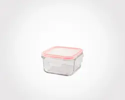 ظروف شیشه ای مربع دربدار 440 میلی لیتر - پخش پلاستیک وبلور سارینا