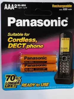 باتری تلفن نیم قلمی AAA شارژی پاناسونیک 550 میلی آمپر