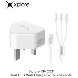 آدابتور ایکس پی فست سه سر لایتنینگ  اپل،تایپ سی ،میکرو مدل XP-CC31  Wall Charger