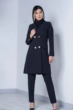 مانتوشلواراداری کرپ مرویجت مشکی کد100