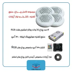 پک کامل چراغ روکار استخری برای استخرهای تا 50 متر مربع ( استخر تا ابعاد 10 متر در 5 متر )