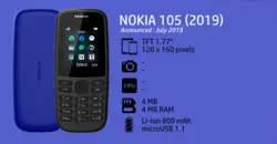 گوشی موبایل نوکیا مدل Nokia 105-2019 دو سیم کارت باگارانتی