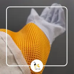 دستکش زنبورداری چرم ساق کوتاه (با تور تهویه ) پادنیش