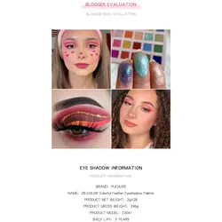 پالت سایه چشم 28 رنگ پودایر مدل FEATHER KINGDOM