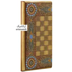 شطرنج و تخته نرد خاتم کاری طرح فرش