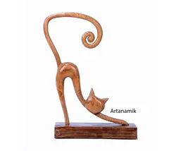 مجسمه چوبی طرح گربه