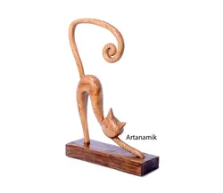 مجسمه چوبی طرح گربه