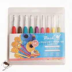 قلاب بافی دسته ژله ای سر استیل سایز 2 تا 6 بسته 9 عددی