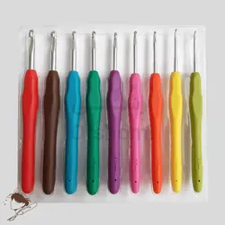 قلاب بافی دسته ژله ای سر استیل سایز 2 تا 6 بسته 9 عددی