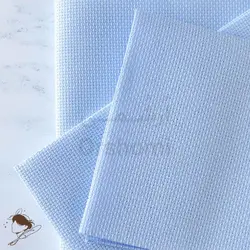 پارچه 14 کانت شماره دوزی و گلدوزی پنگوئن آهار دار رنگ آبی آسمانی