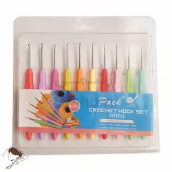 قلاب بافی دسته ژله ای سر استیل سایز 0.5 تا 2.75 بسته 10 عددی