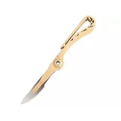 چاقو آنباکسینگ برنجی تاشو قابل آویز از دسته کلید Brass key chain knife sharp utility knife portable