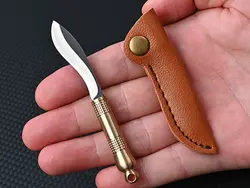 چاقو آنباکسینگ برنجی دارای کاور قابل آویز از دسته کلید mini knife sharp unpacking express unboxing portable