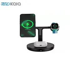 شارژر بی‌سیم مگنتی و پایه نگهدارنده موبایل 3 در 1 بیسوس Baseus Wireless Charger Holder Swan 20W WXTE000101