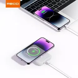 پاوربانک بی سیم مغناطیسی 10000 میلی آمپر ساعت رسی Recci Wireless Magnet Power Bank 10000mah RPB-W09