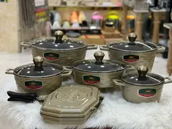 سرویس قابلمه ۱۵ پارچه گلد کرون کد۰۰۳