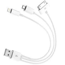 کابل کوتاهه 3 سر USB به microUSB، لایتنینگ و 30-پین مدل گلکسی