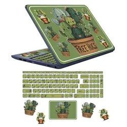 استیکر لپ تاپ مدل کاکتوس مناسب برای لپ تاپ 15 تا 17 اینچ به همراه برچسب حروف فارسی کیبورد