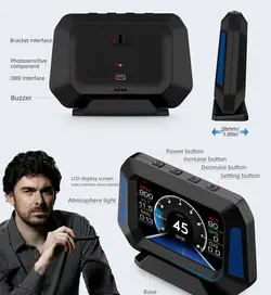 هدآپ دیسپلی خودروHead Up Display + P21 +شیب سنج آفرودی