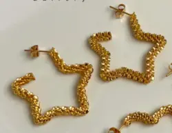 گوشواره زنانه ستاره ای مجلسی و طرح طلا کد 3-E097