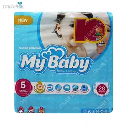 پوشک سایز 5 مناسب برای 12-20 کیلوگرم 28 عددی مای بی بی (My baby baby diaper)
