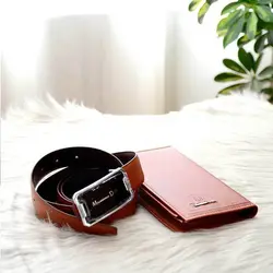 ست کیف پول بلند و کمربند مردانه مدل MD2