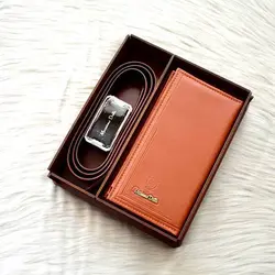 ست کیف پول بلند و کمربند مردانه مدل MD2