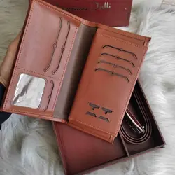 ست کیف پول بلند و کمربند مردانه مدل MD2
