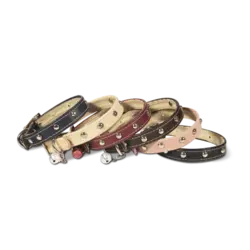 قلاده گردنی چرم سگ و گربه مدل پرچ دار بدون لید نیناپت سایز 3