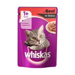 پوچ گربه ویسکاس مدل گوشت گاو وزن 85 گرم