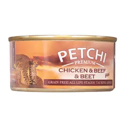 کنسرو غذای گربه پتچی مدل مرغ و گوشت و چغندر وزن 120 گرم