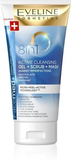 ژل شوینده صورت 8 کاره اولاین 150میل مدل face med active cleansing